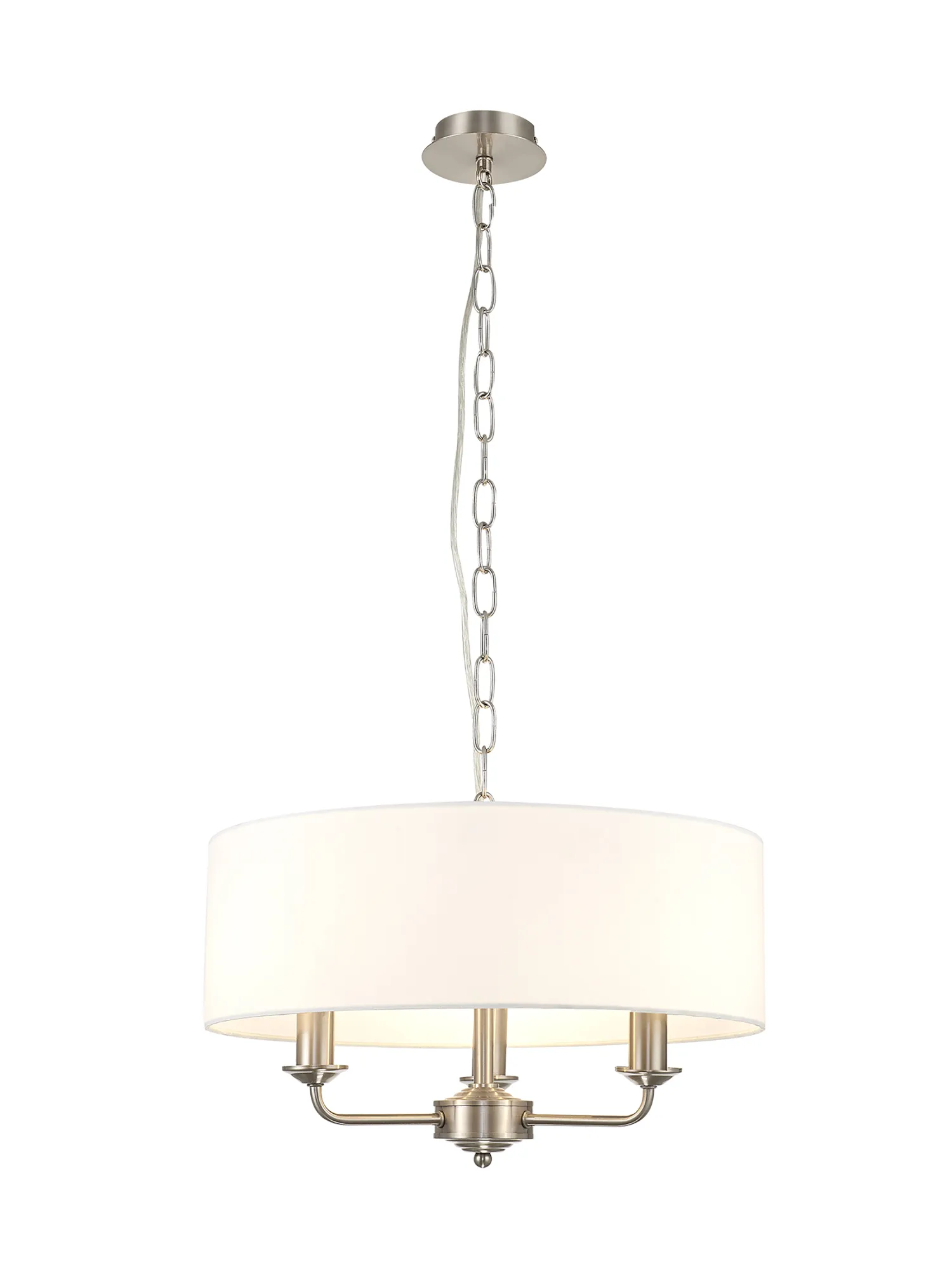 DK0053  Banyan 45cm 3 Light Pendant Satin Nickel, White